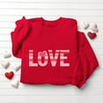thumbnail image 2 of Valentines Sweatshirts Women Heart Printed Crewneck Plus Size Loose Holiday Red Top Sweet Valentine's Day Gifts (L, Red), 2 of 6