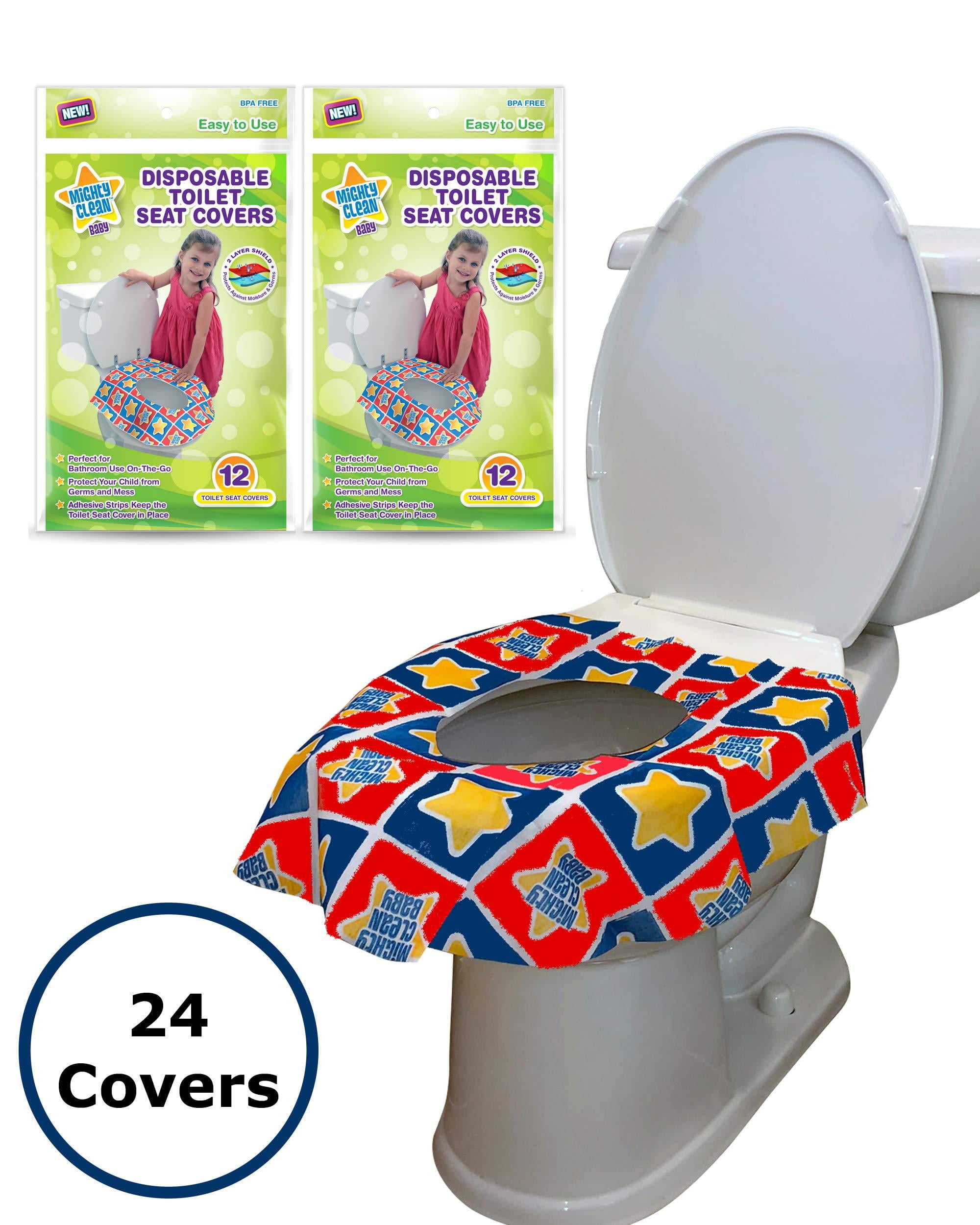 Individually Wrapped Waterproof Covers for Adults and Kids to Use in Public Bathrooms and Potty Training 20 Extra Large Disposable Toilet Seat Covers by Mighty Clean Baby Toddlers 