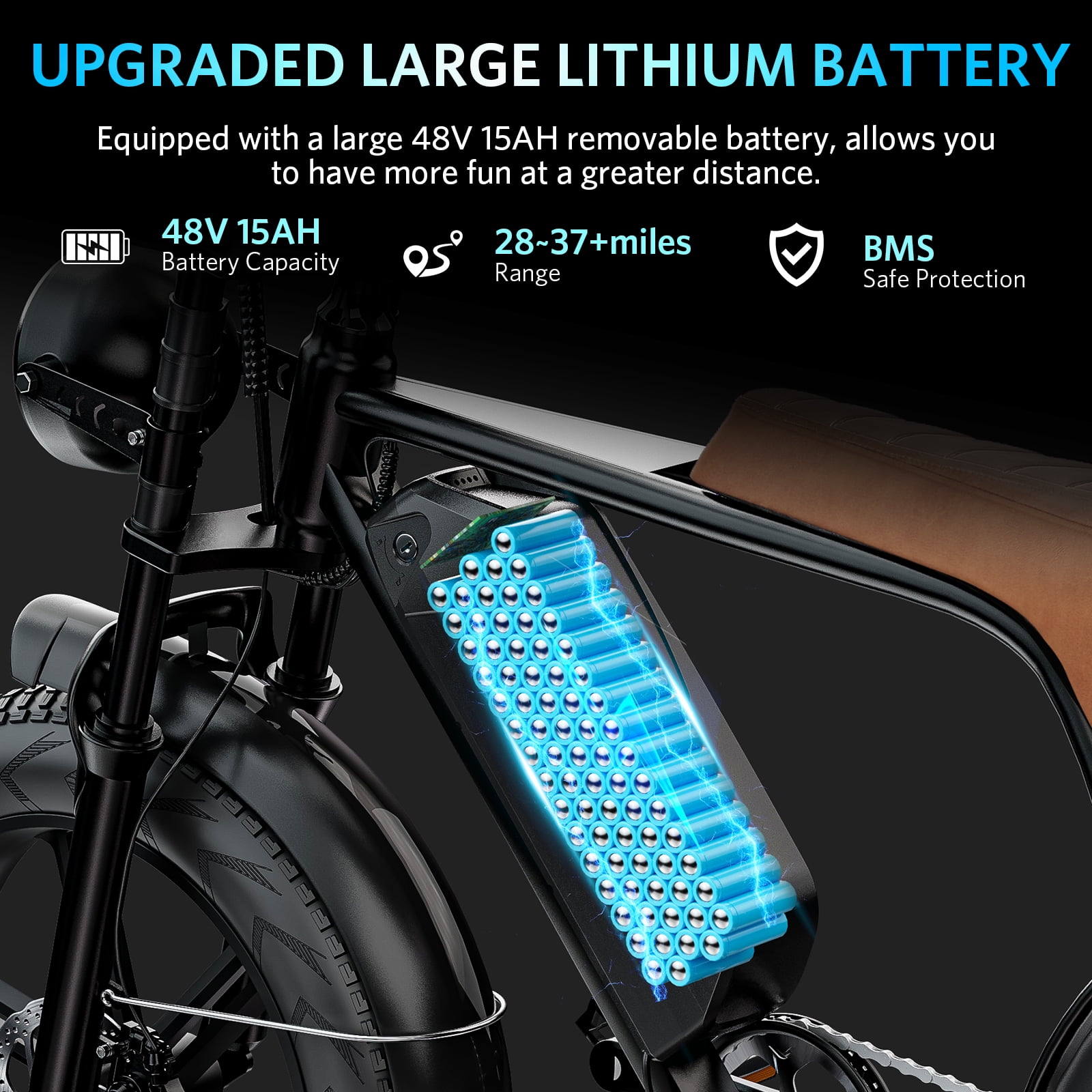 OUXI Electric Bike Adults, 20" x 4.0 Fat Tire Ebike with 48V 15Ah Battery, Peak 1000W Electric Bicycles, 31MPH Electric Mountain Bike, Shi-mano 7 Speed, Ebike for Adults UL2849