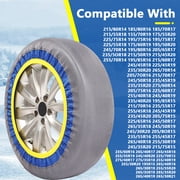 2 Pack Snow Socks for Tires,Snow Traction Device for Passenger Cars Trucks Winter Emergency Accessory,Anti-Skid Tire Socks,Snow Traction Device-Winter Emergency Kit(Grey Blue Yellow Model 6006)