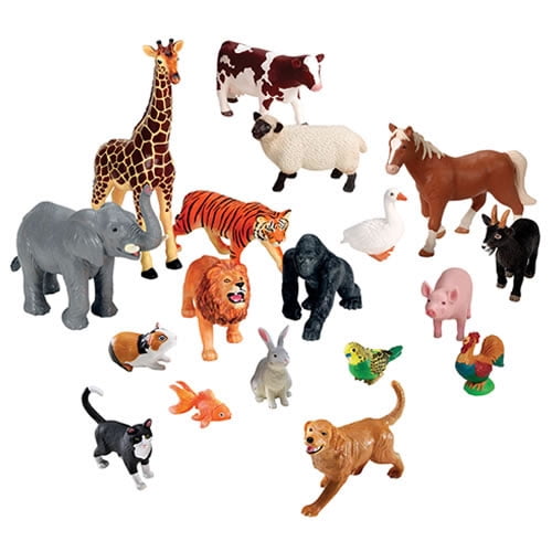 Kaplan Early Learning Company Jumbo Animals Set of 18 Farm, Jungle