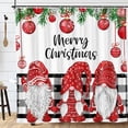 thumbnail image 2 of Christmas Shower Curtain Winter Farmhouse Cute Gnome Shower Curtain Set with Hooks Buffalo Check Plaid Bathroom Decor 72X72in, 2 of 7