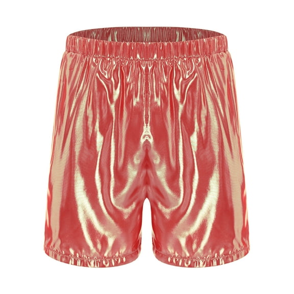 Aislor Mens Shiny Elastic Waistband Boxer Shorts Loose Fit For Casual Daily Beach Wear Hot Pink M