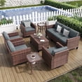 thumbnail image 2 of ELPOSUN Wicker Outdoor Patio Sectional Sofa Set with Storage Table & Swivel Chairs, 10 Pieces, Grey, 2 of 12