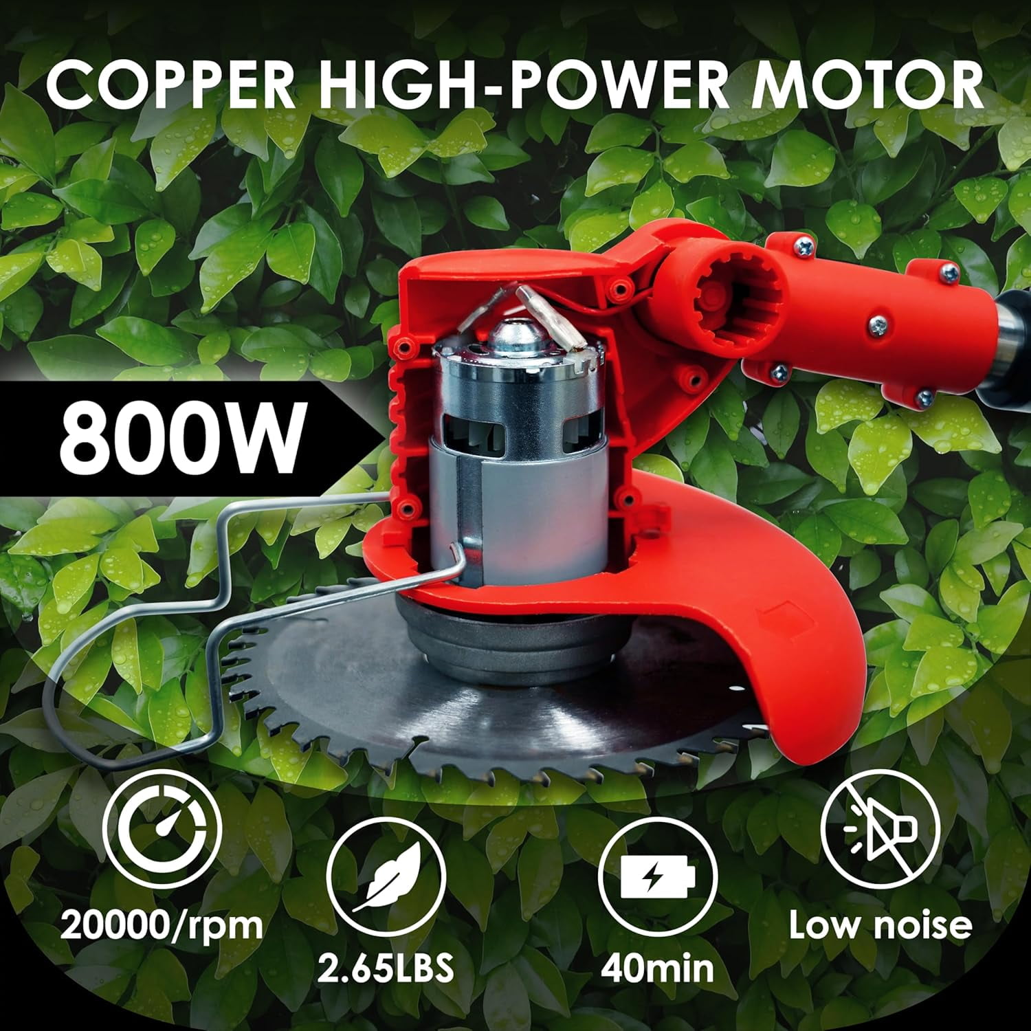 Electric Weed Wacker with Wheels, Battery Powered String Trimmer, 4 Blades & Metal Lid for Lawn Care