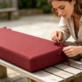 thumbnail image 3 of Outdoor Bench Cushion Waterproof Fade Resistant Patio Furniture Cushion, Non- Rectangle Bench Pad with Ties for Garden Swing Porch Sofa Settee, Colorfast Outdoor Seat, 3 of 6