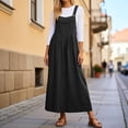 thumbnail image 2 of vigerkar Overall Dress for Women Summer Long Jumper Dress Adjustable Strap A Line Pinafore Maxi Dresses with Pockets (Black, L), 2 of 5