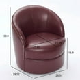 thumbnail image 3 of Noble House Leather Swivel Accent Chair, 360° Spin Mid-Century Modern Lounge Chair for Living Room, Dark Red, 3 of 6