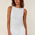 thumbnail image 3 of BUIGTTKLOP Womens Cotton Linen Crop Tank Tops Tie Wrap Sleeveless Ruched Boat Neck Shirts Casual Summer Beach Going out Tops, 3 of 7