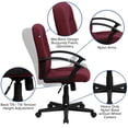 thumbnail image 4 of Pemberly Row Mid Back Office Chair with Nylon Arms in Burgundy, 4 of 9