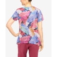thumbnail image 5 of Alfred Dunner Womens Petite Leafy Sharkbite Split Neck Top, 5 of 6