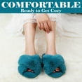thumbnail image 3 of ELElax Women's Cross Band Slippers Fuzzy Soft House Slippers Plush Furry Warm Cozy Open Toe Fluffy Home Shoes Comfy Indoor Outdoor Slip On Breathableï¼ Green, 3 of 7