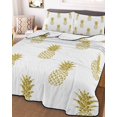 thumbnail image 3 of Quilts Twin Size, Pineapple Soft Comforter Bedding Set for Bed, Modern Abstract Yellow Fruits Textured Lightweight Quilted Bedspread with Pillow Cover(2 Pieces) for All Season, 68x86 Inch, 3 of 6