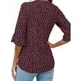 thumbnail image 4 of Shine Up Blouses for Womens Floral Print Tunic Tops Summer V-Neck 3/4 Ruffle Sleeve Blouse, 4 of 7