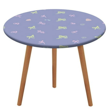 

Cute Bow And Heart Pattern Pattern Round Tablecloth Waterproof Elastic Table Clothes for Dining Table Cute Desk Decor Protector Cover S-40 -44