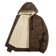 thumbnail image 4 of KHONTS Sherpa Hoodies for Men Zip up Winter Lined Hooded Sweatshirt Heavyweight Warm Jackets Brown XXXXL, 4 of 5