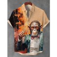 thumbnail image 4 of Camisas de playa con estampado 3D de monos divertidos, camisas casuales hawaianas de playa, blusas de manga corta para hombre y mujer con botones, 4 of 4