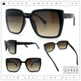 thumbnail image 2 of Womens Rectangle Inset Lens Minimalist Fashion Plastic Sunglasses Black - Brown, 2 of 8