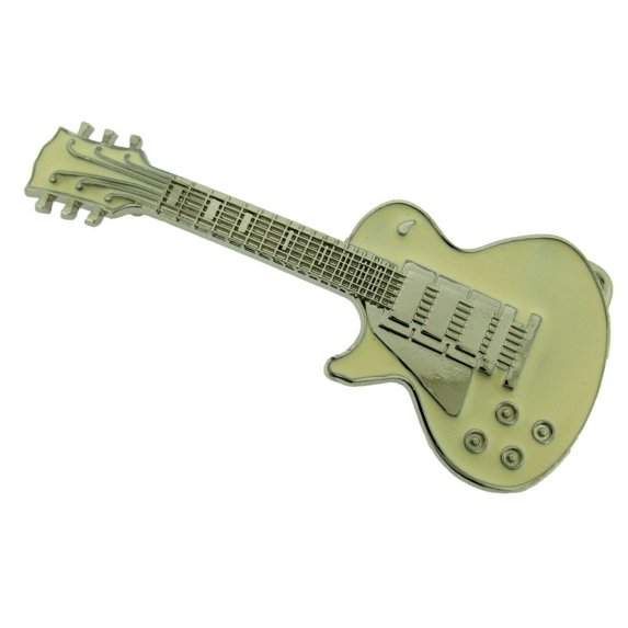 Music White Guitar Electric Country Belt Buckle Player Banjo Guitarist Musician