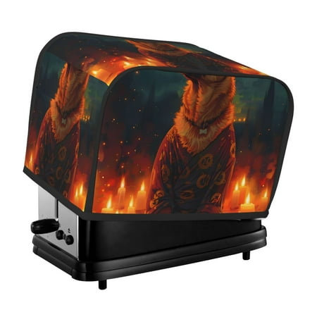

KLL Candle Shepherd Dog Print 2 Slice Toaster Dust Covers Kitchen Small Appliance Cover with 2 Pockets Can hold Jam Spreader Knife & Toaster Tongs (11.4 x 7.9 x 7.5)