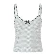 thumbnail image 4 of Gubotare Camisole Tops for Women Sleeveless Striped Polka Dot Spaghetti Strap Tank Tops Y2K Basic Shirts (White,Size M), 4 of 5