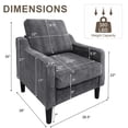 thumbnail image 2 of Accent Chair for Living Room, Mid Century Modern Reading Chair for Bedroom, Upholstered Armchair with Side Pockets, Comfy Single Sofa Side Chair for Office, Apartment, Small Room, Dark Grey, 2 of 8
