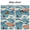 thumbnail image 6 of Sea Waves Shark Vintage Round Fitted Tablecloth Elastic Edged Table Cloth Waterproof Table Cover 48in, 6 of 7