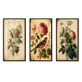 thumbnail image 2 of Designart "Pink Rose on Retro Parchment Classic Elegance" Floral Rose Framed Wall Art Set Of 3 - Pink Traditional Frame Canvas Set For Living Room Decor, 2 of 6