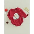 thumbnail image 5 of Douhoow Infant Baby Christmas Romper Boys Girls Long Sleeves Cartoon Santa Print Jumpsuit, 5 of 9