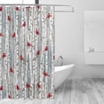 thumbnail image 2 of Birch Tree Shower Curtain Bird Cardinals Trees Fall Forest Trunk Leafless Grey Misty Fog Autumn Winter Rustic Cabin Outdoor Nature Farmhouse Country Lodge Cottage Decor Fabric Bath Curtain with Hooks, 2 of 7