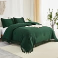 thumbnail image 6 of Emerald Dark Green Comforter Set King 3 Pieces Boho Tassel Lightweight Vintage Soft Bedding Comforter for King Bed All Season Fluffy Fringe Bed Set 104x90In Comforter 2 Pillowcases, 6 of 8