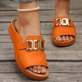 thumbnail image 4 of Xdegoge Women's Flat Slide Sandals Open Toe Summer Shoes Metal Buckle Slip On Casual Beach Vacation Comfortable Daily Walking Footwear, 4 of 8