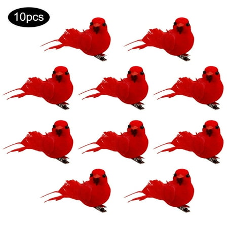 

Famure Simulation Pendant|10PCS Christmas Cardinal Birds Lifelike Decorative Pendant