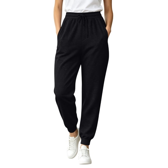 Women's Sweatpants Casual Drawstring Joggers with Elastic Cuffed Hem, Lightweight Lounge Pants for Yoga Running Athletic Workout Black L