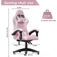 thumbnail image 3 of Bigzzia Gaming Chair Office Chair with Headrest and Lumbar Support, Height Adjustable, Reclining High Back Computer Chair, Pink, 3 of 10