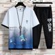 thumbnail image 4 of Conjuntos de ropa para hombre, camiseta de verano, pantalones de gimnasio, chándal con estampado para hombre, pantalones básicos de moda, chándal con alfabeto 5xl, 4 of 4