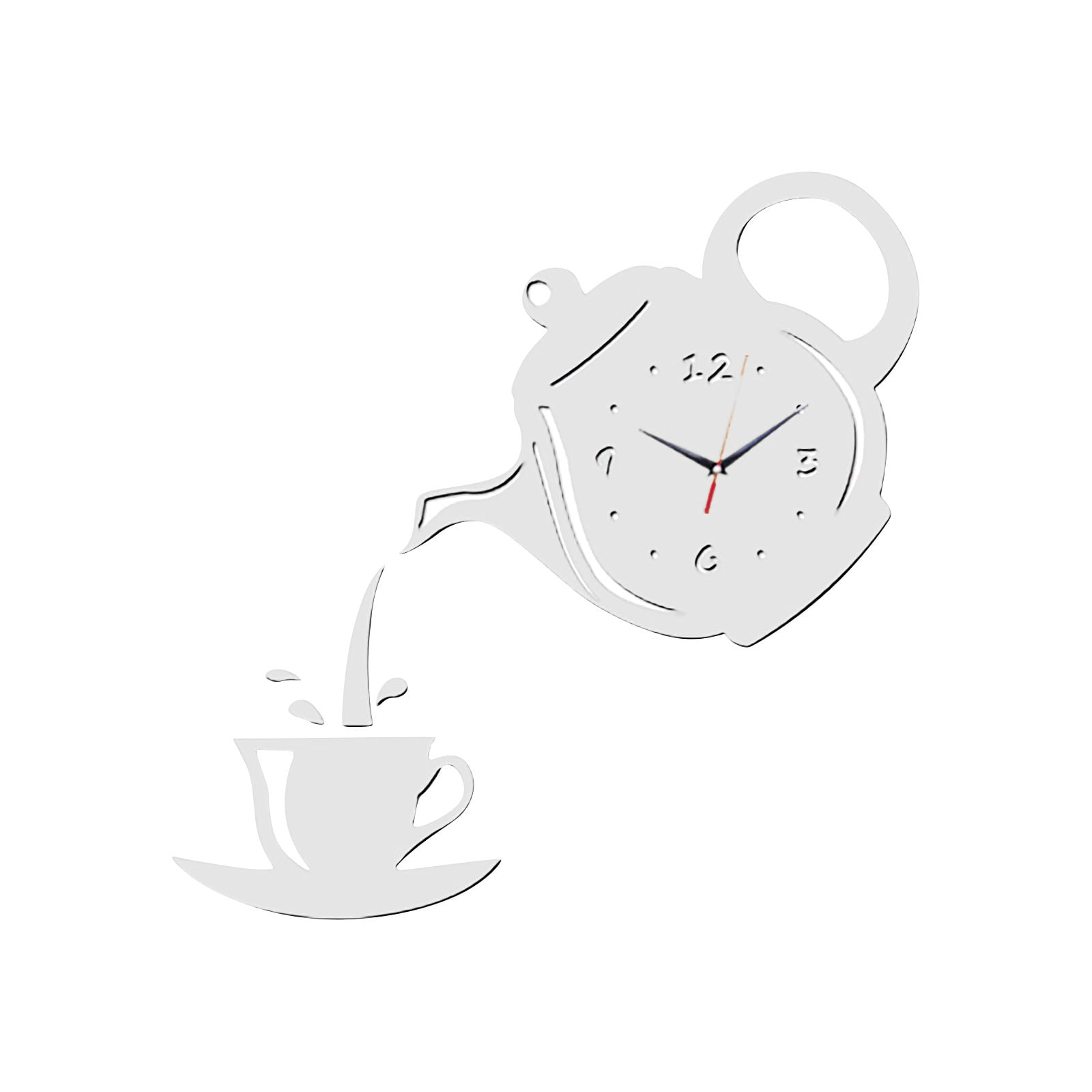 New Creative Acrylic Coffee Cup 3D Wall Clock DIY Teapot Decorative