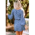 thumbnail image 1 of ABPHQTO Vestido túnica floral azul cielo azul/azul/albaricoque con cuello en V y mangas farol para mujer, 1 of 5