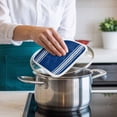thumbnail image 4 of Blue Striped Pot Holders for Kitchen Heatproof Potholder, 4 Pack Farmhouse Blue White Stripes Hot Pads Multipurpose Oven Pads Cloth Potholders Trivet for Cooking and Baking, 4 of 8