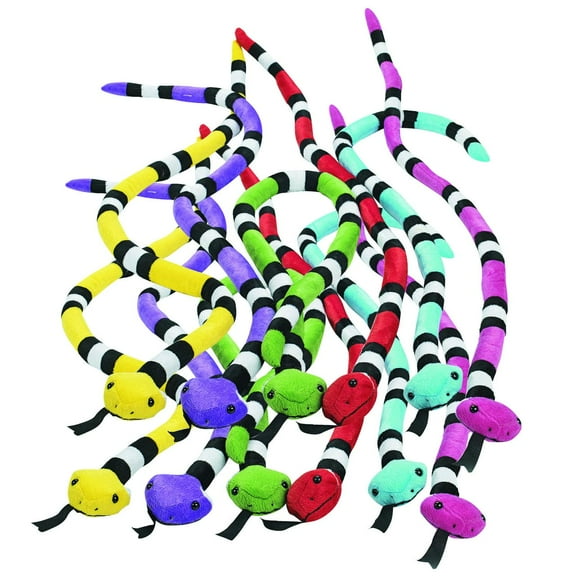 Fun Express Coral Snake Plush Toy, Assorted Colors, Pack of 12