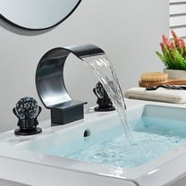 Zovajonia Bathroom Faucet 3 Hole Vanity Basin 8 Inch High Arc Sink Faucet Mixer Bronze Bath Faucets , Matte Black Widespread bathroom faucets for sink 3 hole Waterfall Tub Faucet