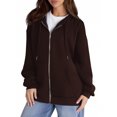thumbnail image 2 of Jacket for Women Trendy Long Sleeve Solid Color Hoodie Fall Fashion Full Zip Up Sweatshirt Winter Clothing, 2 of 4