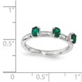 thumbnail image 2 of 2.5mm Sterling Silver Stackable Created Emerald Three Stone Ring - .51 cwt - Size 9, 2 of 2