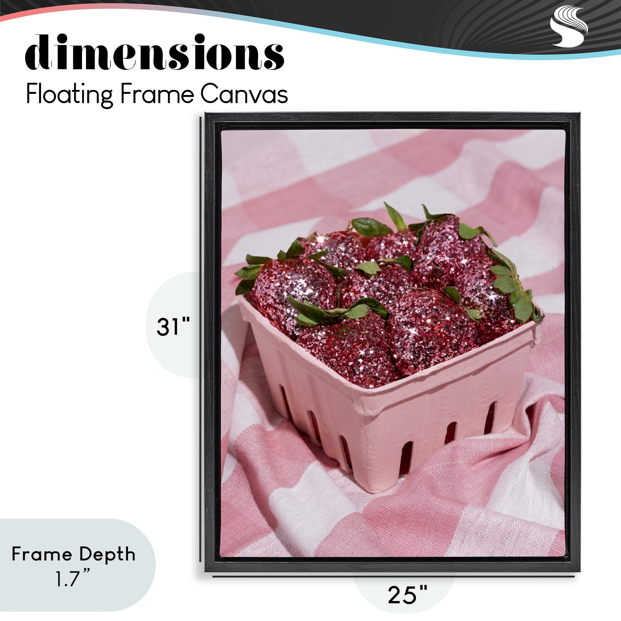 Stupell Industries Glam Glimmer Strawberries Black Framed Floater Canvas Wall Art, design by LISH Creative