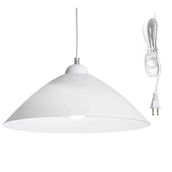 Kiven 1-Light Plug-in Pendant Light with 15ft Cord, Dimmer Switch, White