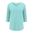 thumbnail image 6 of Texiao 3/4 Length Sleeve Women's Tops V Neck Casual Tunic Tops Basic Shirts Loose Fit Blouse, 6 of 9