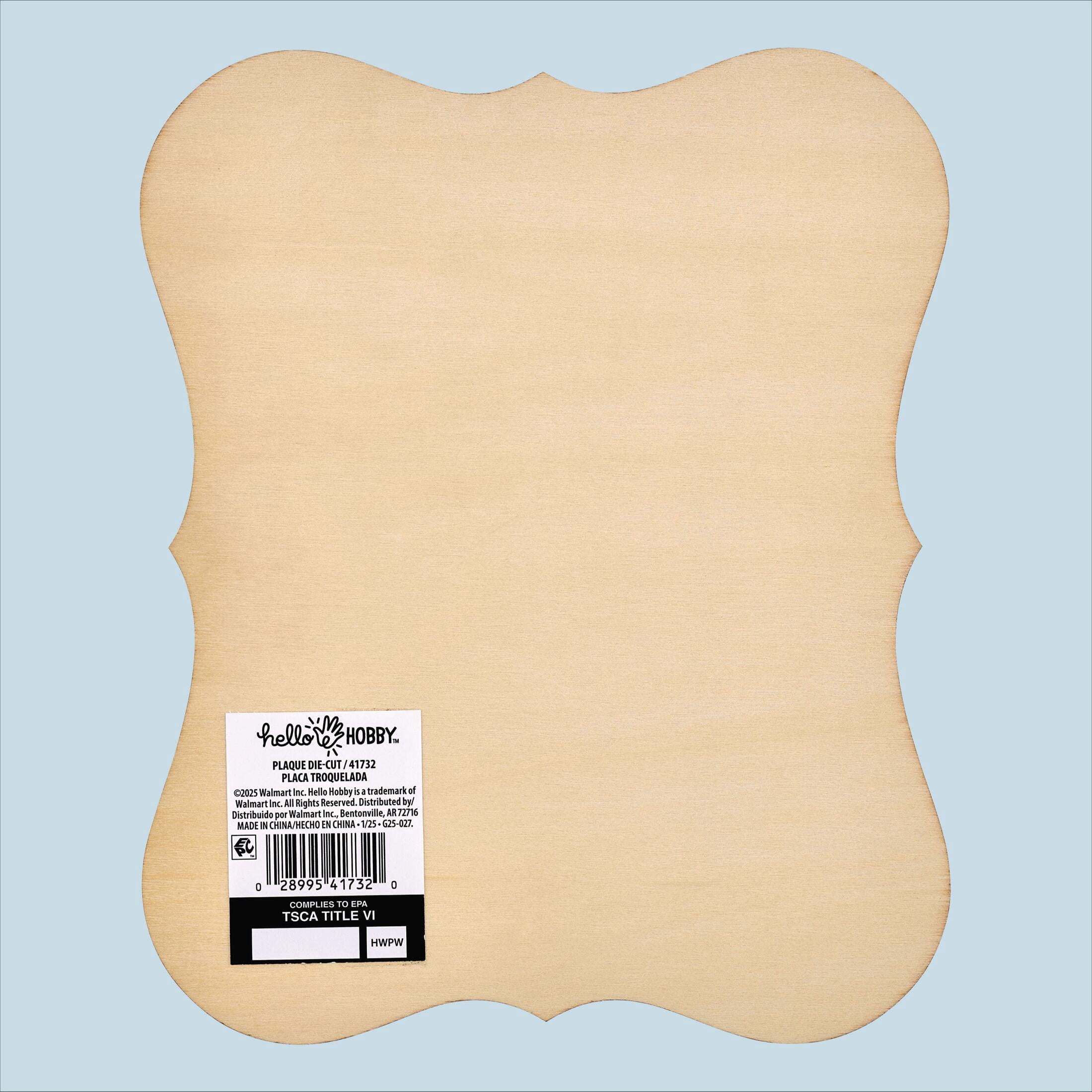 Hello Hobby Wood Fancy Cut Plaque, 8.75 in x 6.63 in