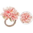thumbnail image 5 of Granjero Gordo Juego de 6 servilleteros con flores artificiales, porta anillos de flores artificiales de crisantemo hechos a mano, diámetro de 1,77 pulgadas, color champán, 5 of 5
