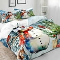 thumbnail image 3 of LUVIVIHOME 3PCS Snowman Christmas Duvet Cover Queen, Boys Girls Kids Bedding Set, Red Cardinal Bird Squirrel Christmas Tree Winter Holiday Xmas Gifts Christmas Comforter Quilt Cover, 2 Pillow Shams, 3 of 7