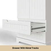 Aiho Storage Cabinet with 2 Doors & 2 Drawer, Pantry Cabinet for Kitchen, Studio, Living Room - White